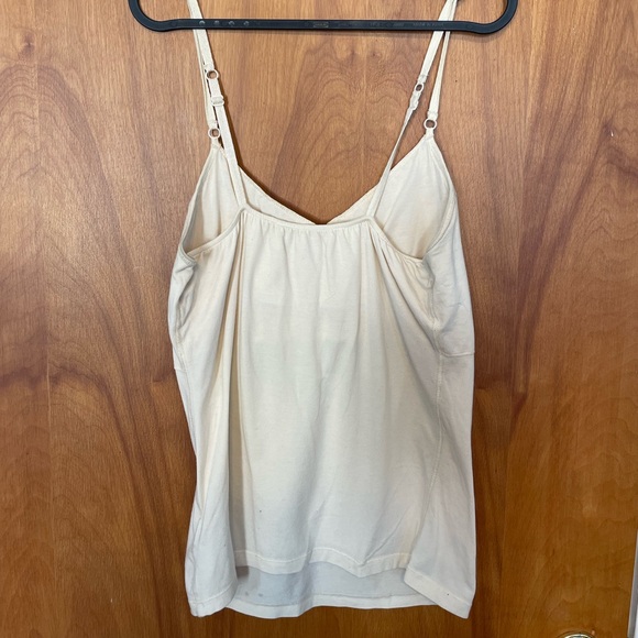 Michael Kors cream tank top pointelle neckline details, built in shelf bra - Picture 2 of 4